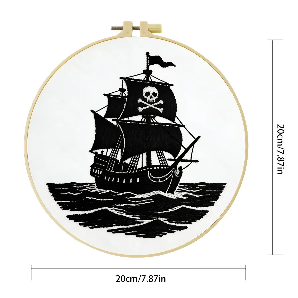 1 Stück 20X20CM/15X15CM 7,87/6,3 Zoll Skelett-Segelboot Stickerei-Starter-Kit DIY-Kit DIY-Stickerei-Set Handarbeiten Malerei – Detail 4