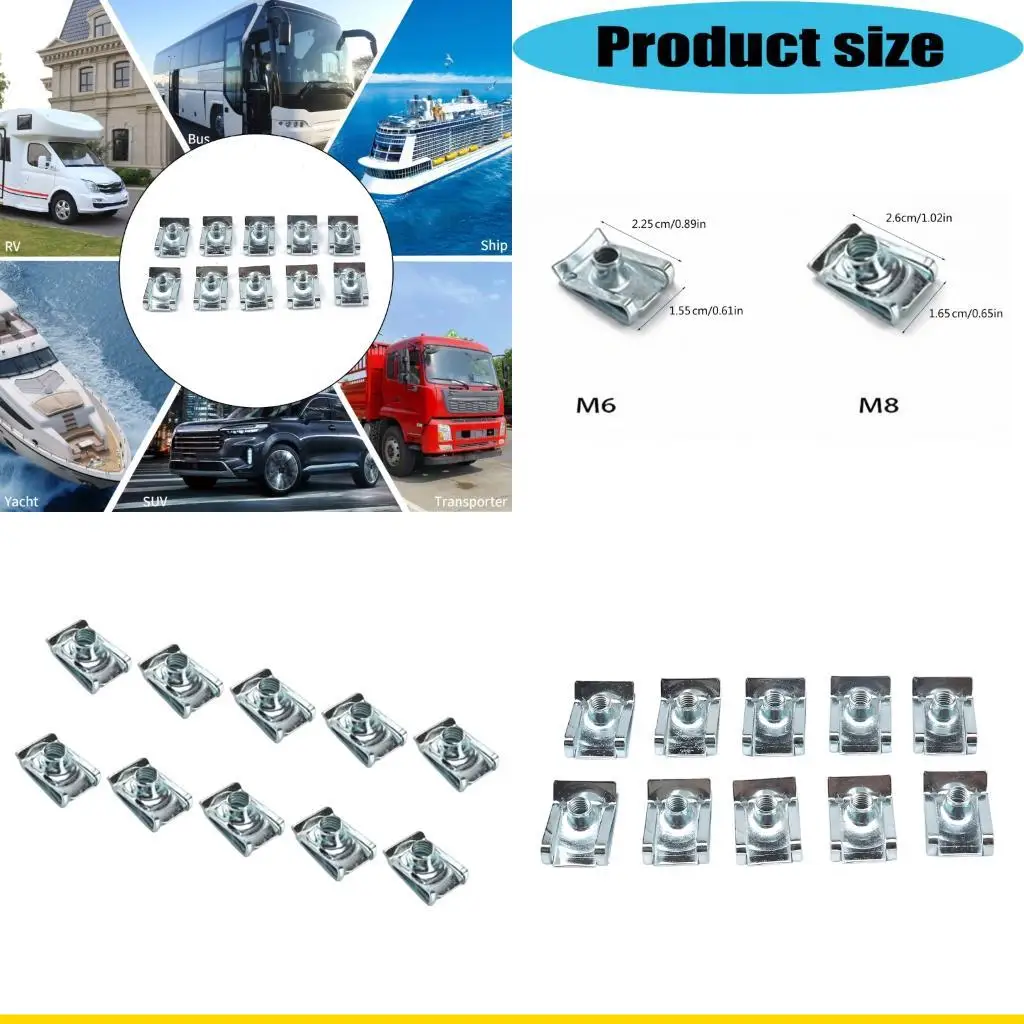 

SZCH 10X 6Mm 8Mm Spring Clip No Drilling Required for Motorcycle License Plate Mount