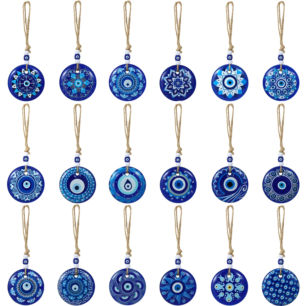 

Vintage Eye Pattern Flower Resin Keychain Turkish Evil Eye Colorful Pattern Wall Hanging Car keyring Gifts for Women Men