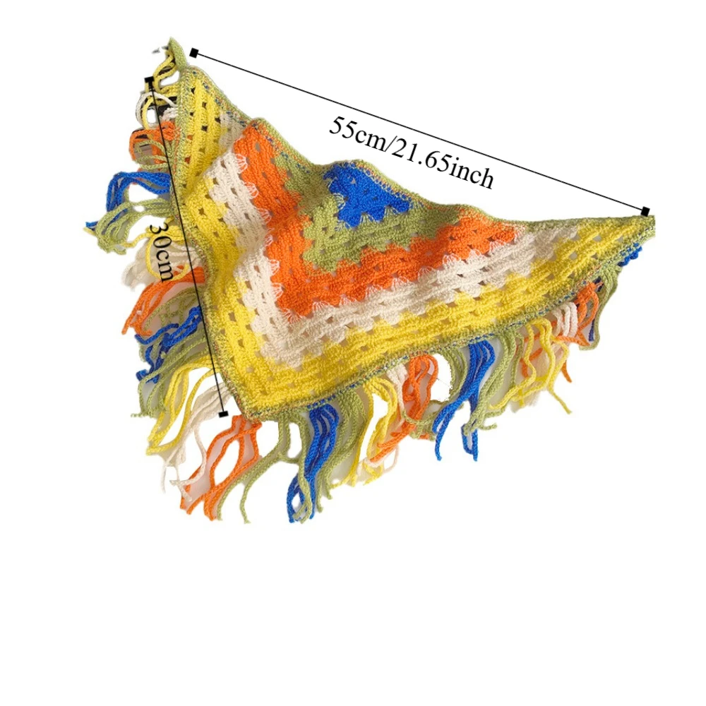 Foulard a triangolo lavorato a maglia con turbante bohémien, grembiule con scialle colorato, fascia avvolgente con fascia in vita stile etnico con frange, estate
