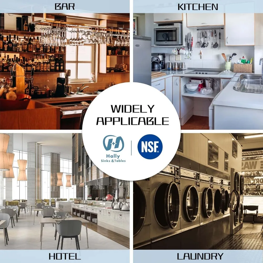 Open Base Stainless Steel Table 24 x 48 Inches, NSF Commercial Heavy Duty Prep & Work Table with Galvanized Legs for Restaurant