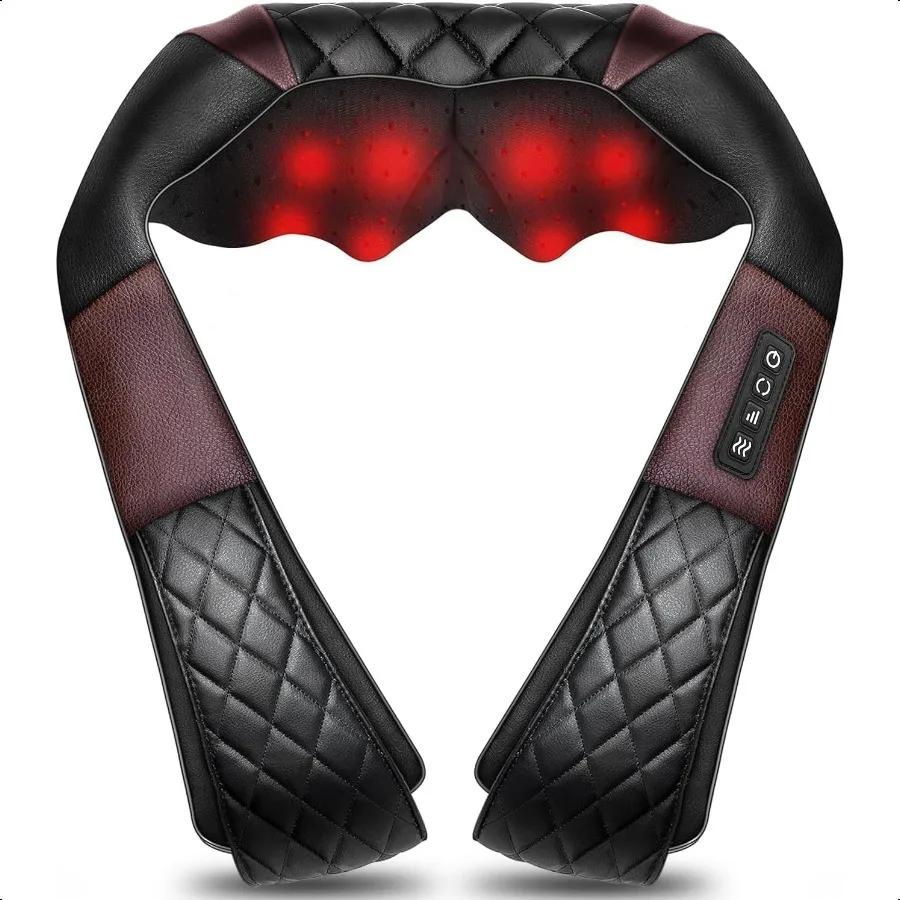 

Shiatsu Neck and Back Massager with Heat Electric Deep Tissue 4D Kneading Massage Pillow for Shoulder Leg Body Muscle Pain Reli