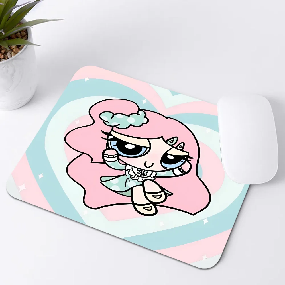 The p-powerpuff-alfombrilla de ratón para niña, alfombrilla pequeña para escritorio de oficina, teclado de mesa, alfombrilla grande para ordenador portátil, cojín antideslizante para escritorio, hogar