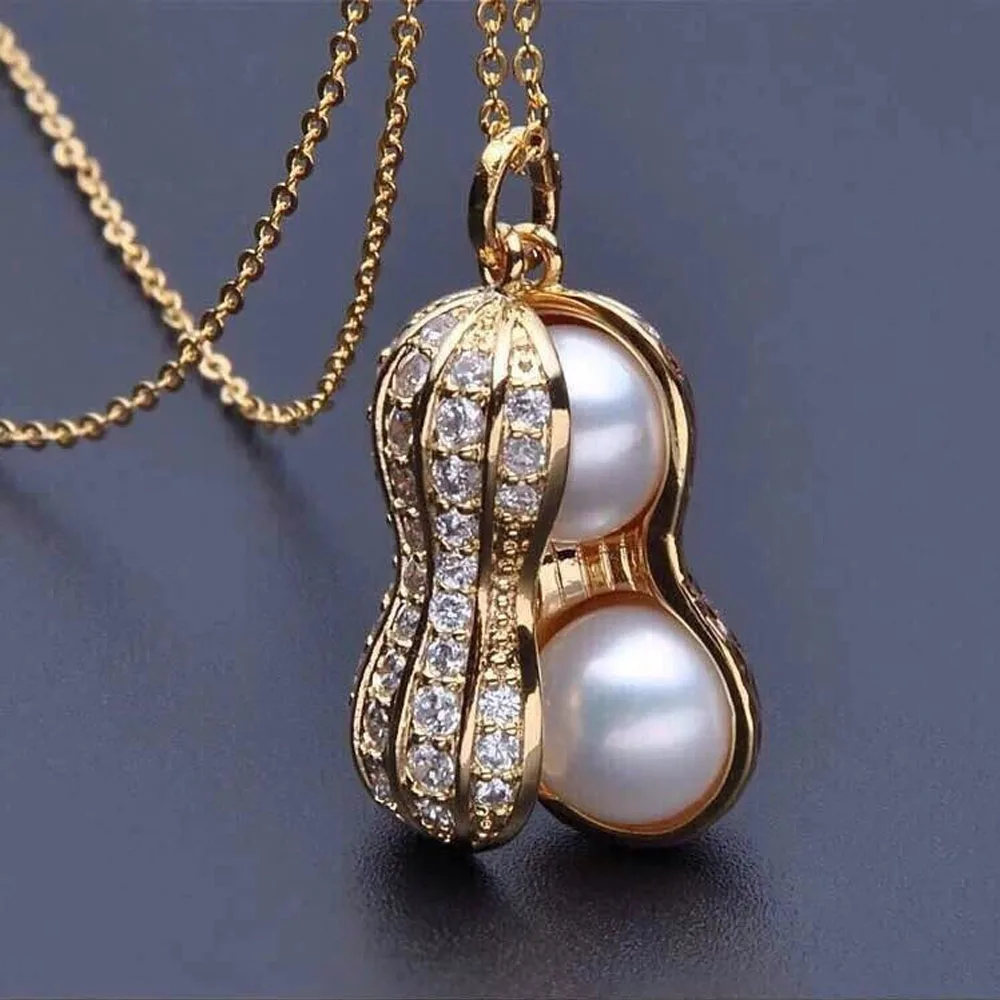 Hot Selling Imitated Freshwater Pearl Jewelry, Gradually Rising Peanut Pendant Necklace, Trendy Accessory for Women