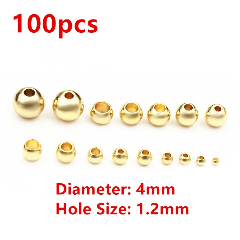 30-100 Stück 2-8mm Edelstahl Gold Farbe Spacer Perlen Charme lose Perlen DIY Armbänder Halskette für Schmuck Herstellung Charms