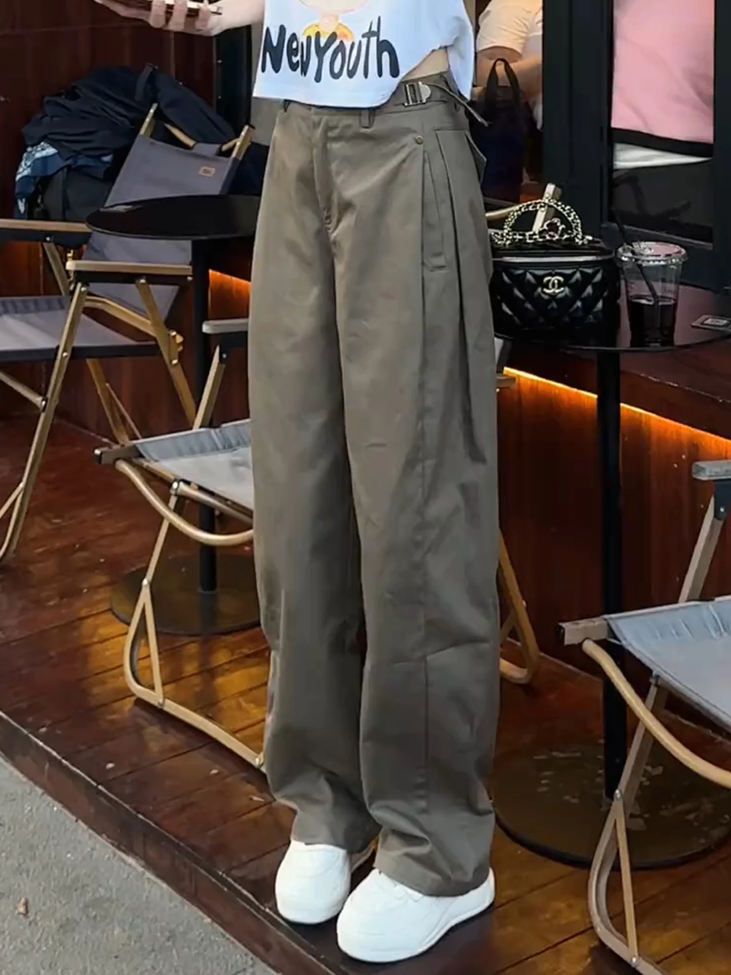 

High Waist Wide Leg Casual Pants Women's Spring Autumn New Style Popular Loose Workwear Trousers Comfortable Breathable Cotton