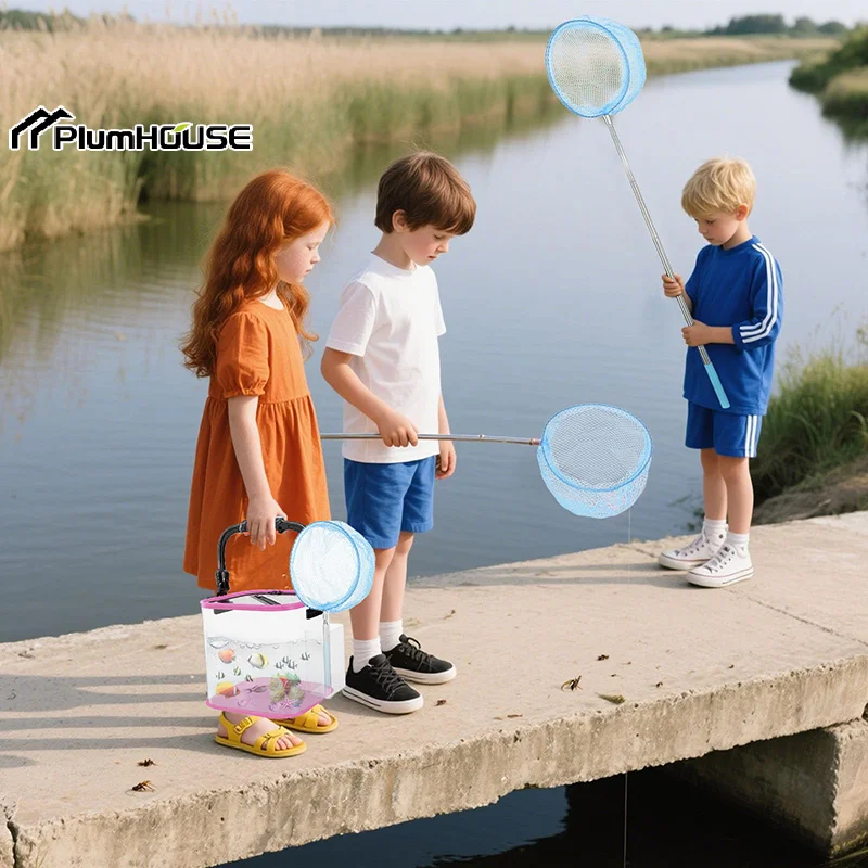 1Pcs Catch And Release Plastic Beach Aquarium With Side Pockets ,Upgraded Side Pockets Design