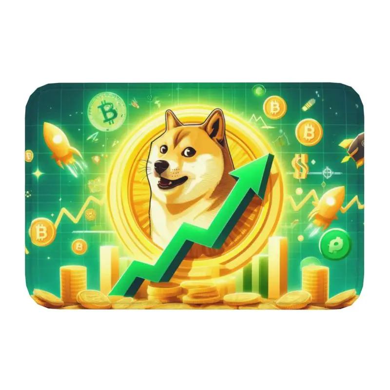 Custom Cryptocurrency Dogecoin Doormat Anti-Slip Bathroom Kitchen Mat Bedroom Balcony Door Floor Entrance Carpet Rug