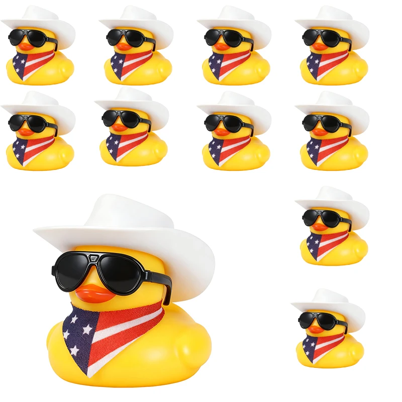 6/12/24 peças Patinhos de Borracha Cowboy Mini Patinhos Amarelos Brinquedo Patinhos Pequenos com Chapéu de Cowboy, Bandanas Paisley e Óculos de Sol