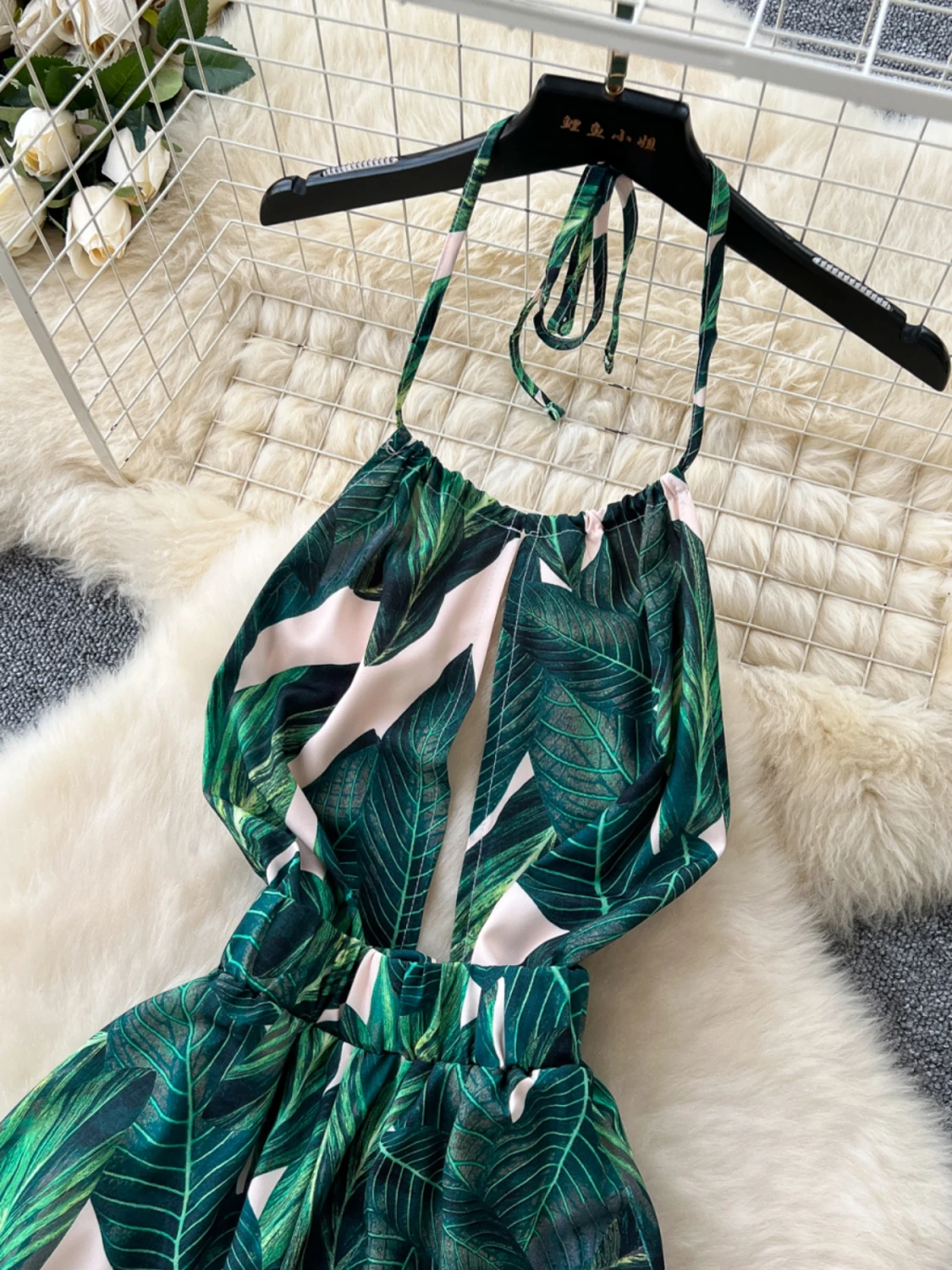 

Summer Casual Floral Print ter Nesie Women's Wide Leg Drapey Design Beach Pants High Waist Long Straight Tube Suit