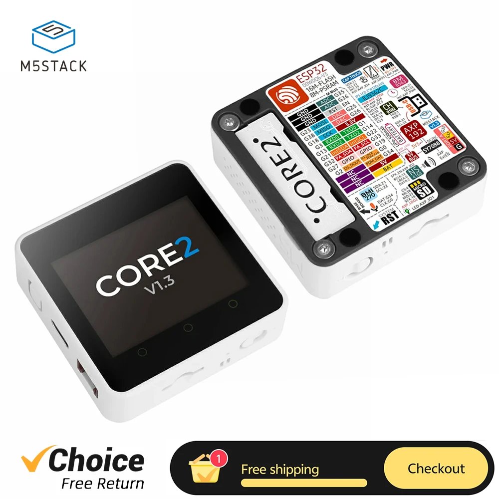 

Ｍ5Stack Core2 v1.3 IoT Controller 8 + 16MB 2.4GHz Wi-Fi 500mAh Battery BMI270 6-Axis IMU Application DIY Projects
