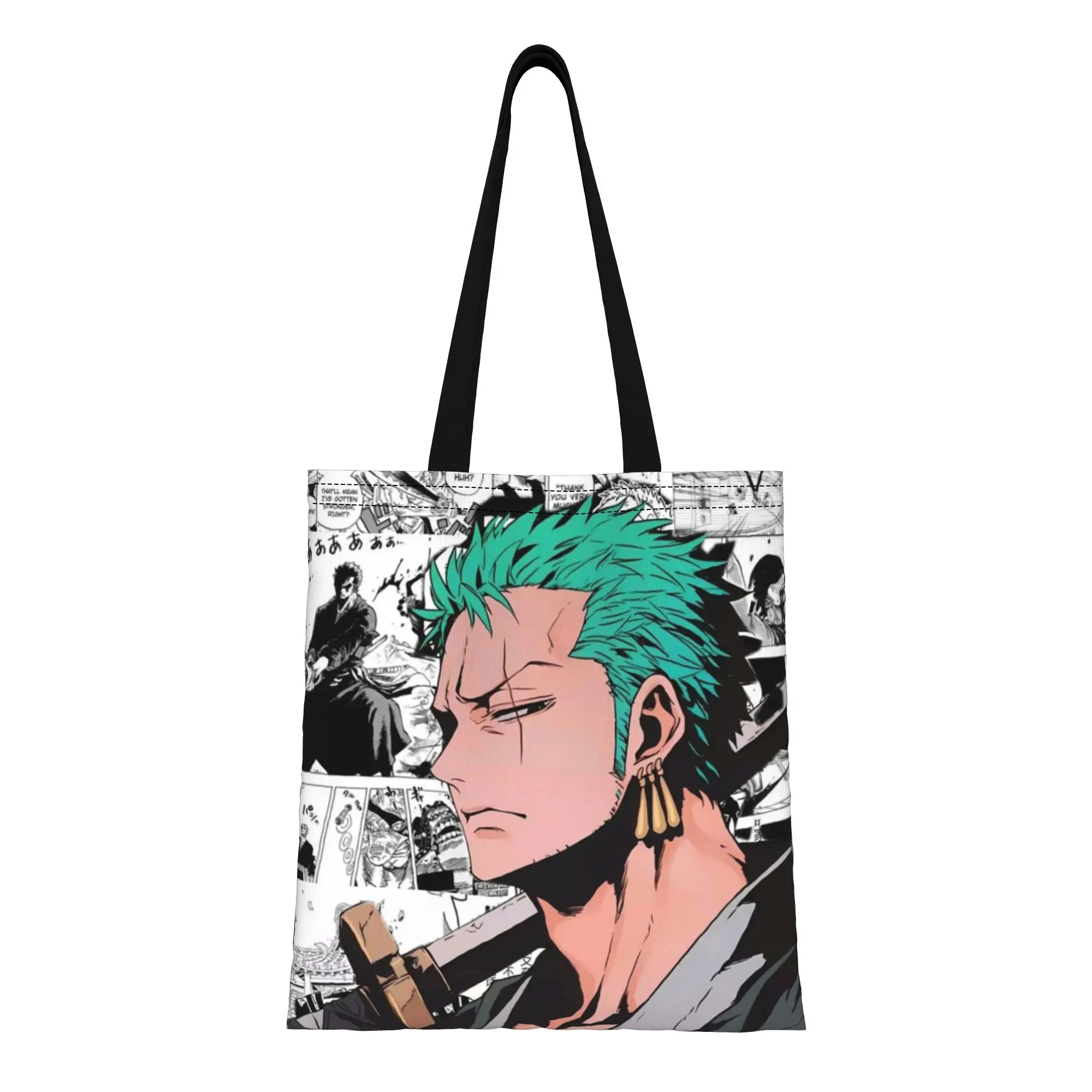 

Back to school season Pirate King Anime One Piece Canvas Tote Bag Perfect for Shopping Women's Top-Handle Bags