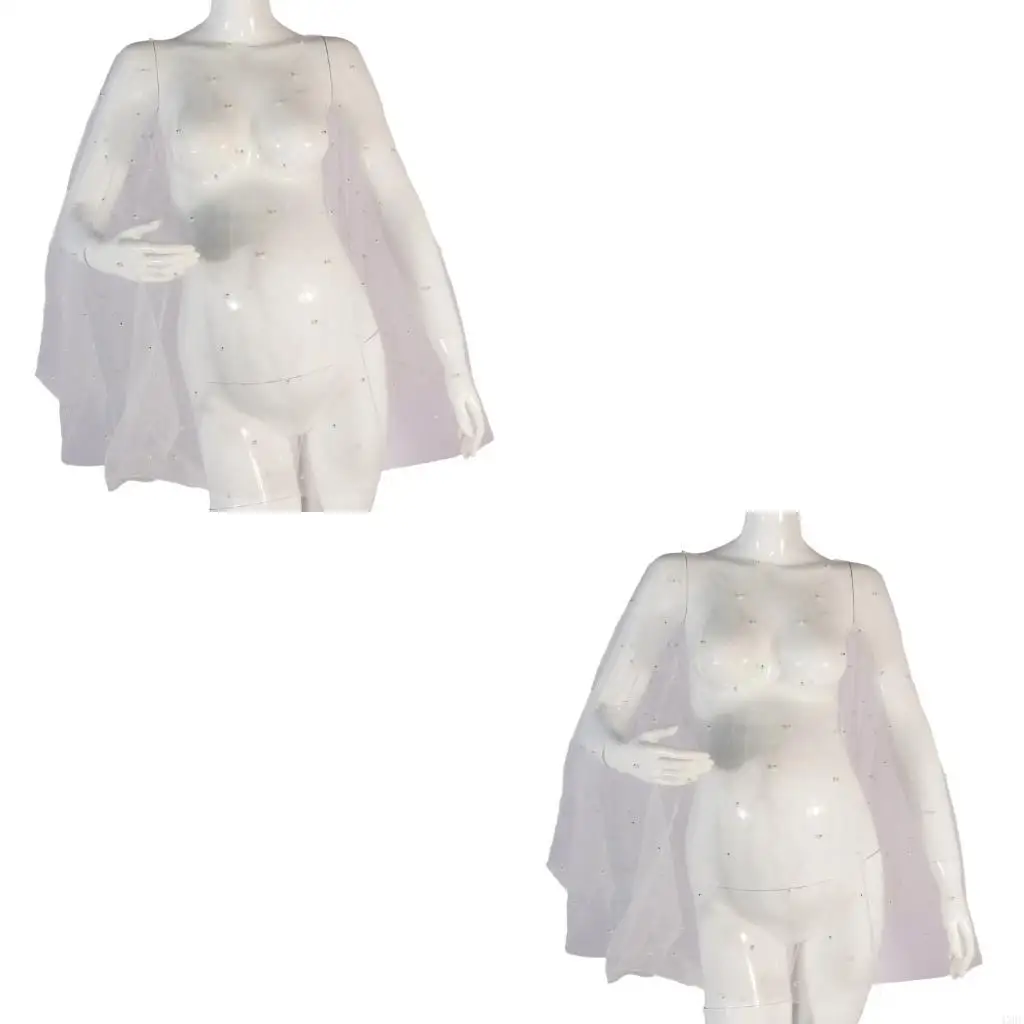 

Soft & Breathable Maternity Portrait Top Cape with Comfortable See Through Mesh Feature Intricated Beaded Accent 4XBC