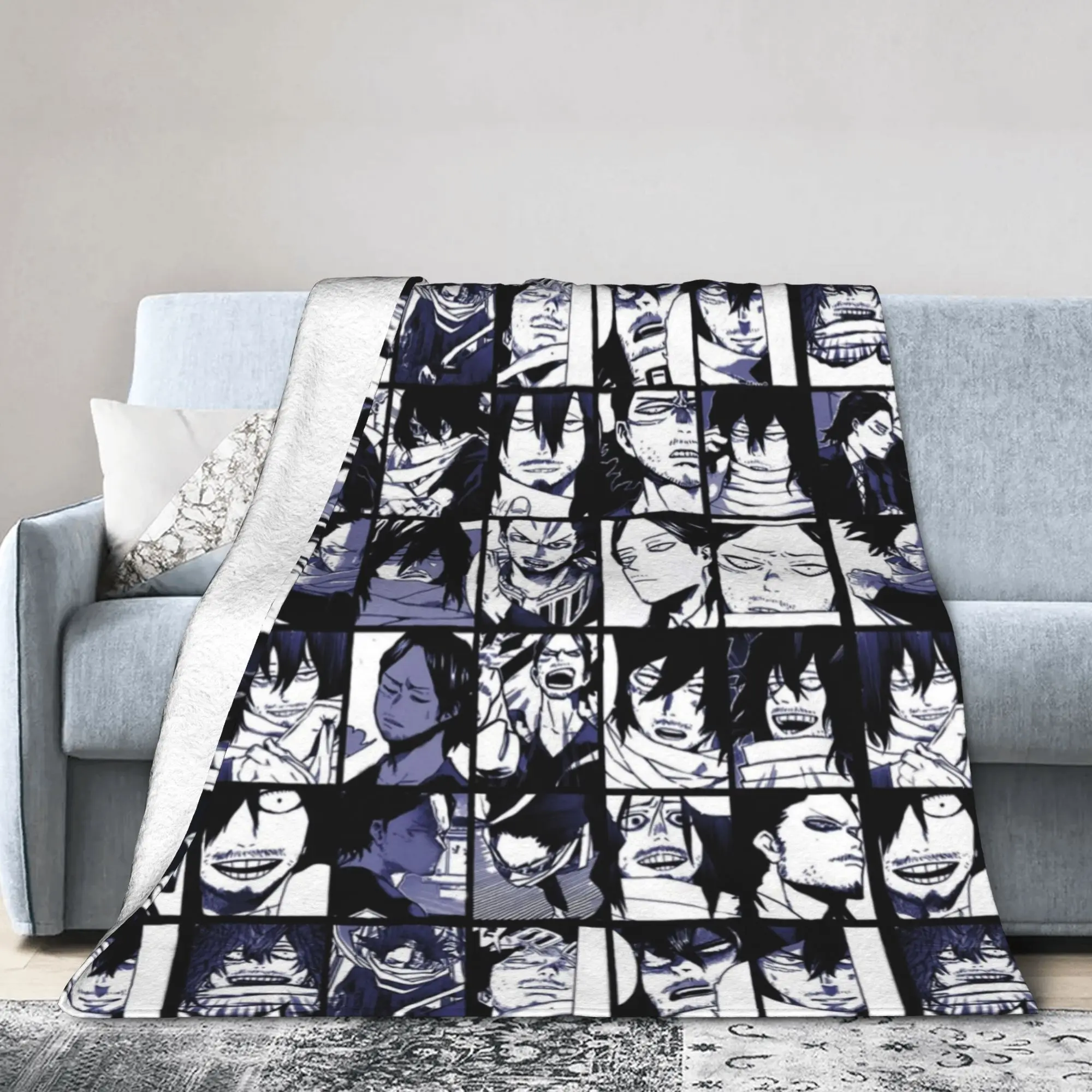 Aizawa Shota Collage Blankets Academy Anime Manga Wool Vintage Soft Throw Blanket for Bed Sofa All Season