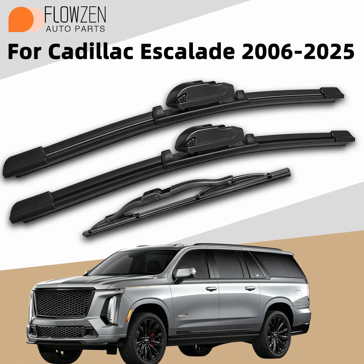 3PCS Front Rear Wiper Blades Fit For Cadillac Escalade 2006-2025 Car Premium Quiet Streak-Free Long Lasting Auto Parts 2024 2022