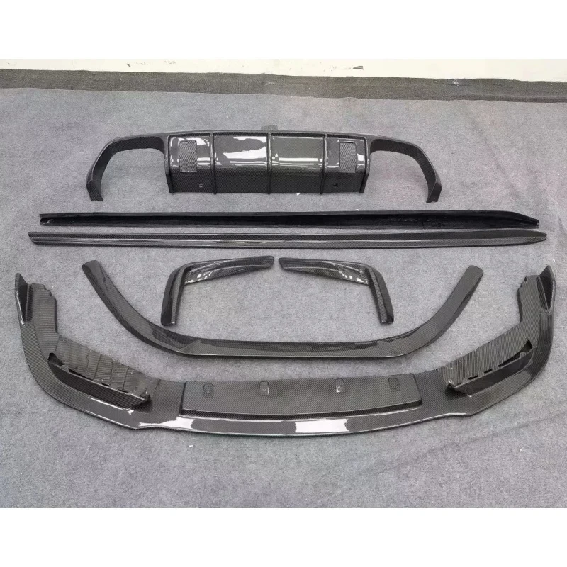

V Style Carbon Fiber Body Kit For M8 – Front Lip, Fog Light Covers, Side Skirts, Rear Diffuser & Trunk Spoiler