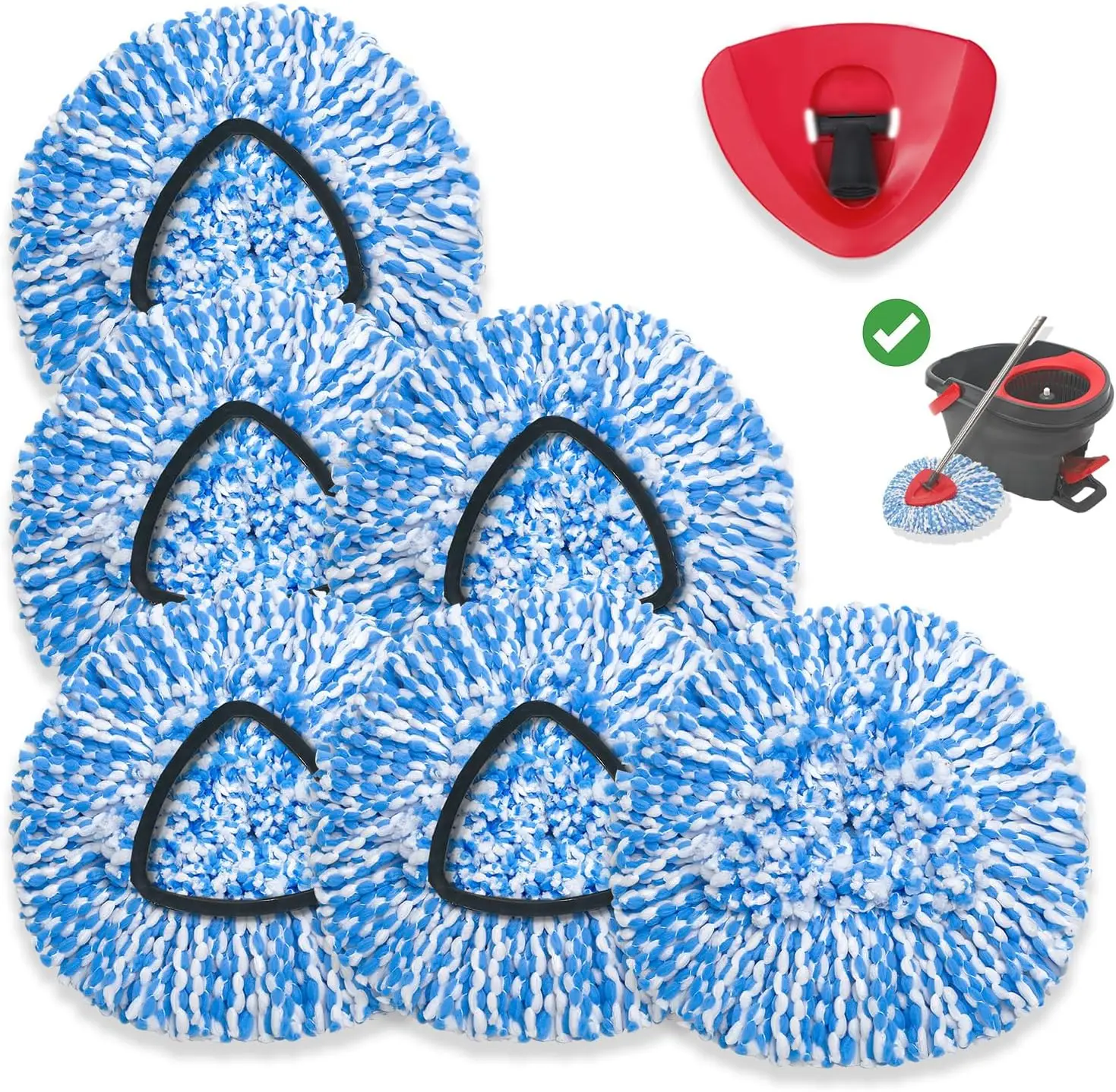 

Набор из 6+1 сменных насадок для швабры, совместимых с основанием 5,9 дюйма, из микрофибры, для сухой и влажной уборки