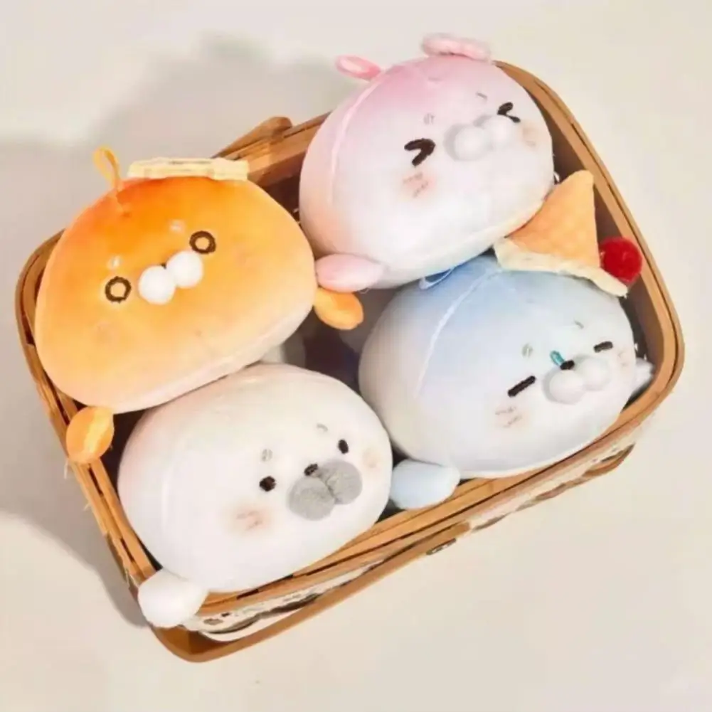 Kawaii Sakura Robben-Plüsch-Schlüsselanhänger, niedlicher Seehund-Stofftier-Schlüsselring, Taschenanhänger, Toast-Robben-Plüschfigur, hängende Dekoration, Kindergeschenk – Detail 8