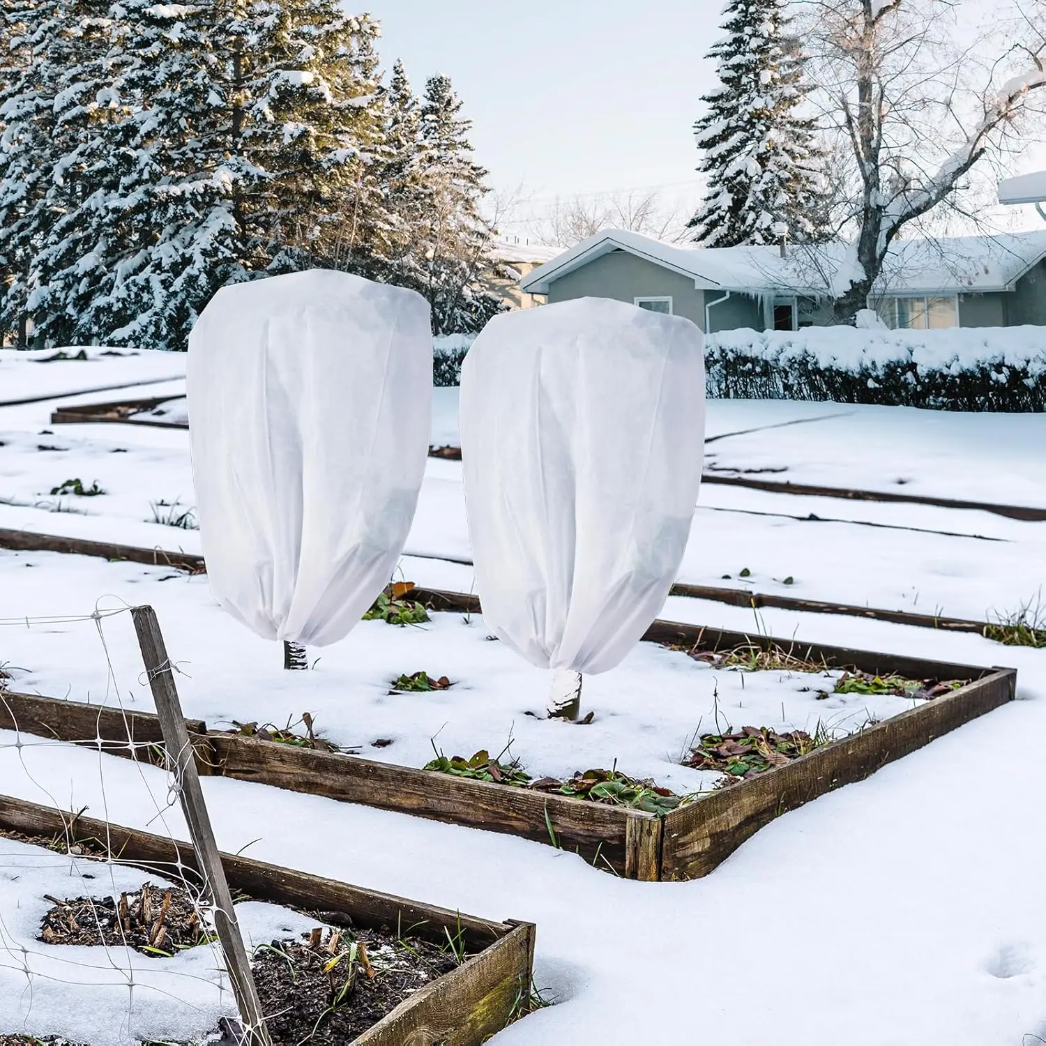 120x180 سنتيمتر متعددة الحجم غطاء الشتاء النباتية غير المنسوجة تجميد حماية الطقس البارد شجرة الصقيع شجيرة البطانيات مع الرباط #4