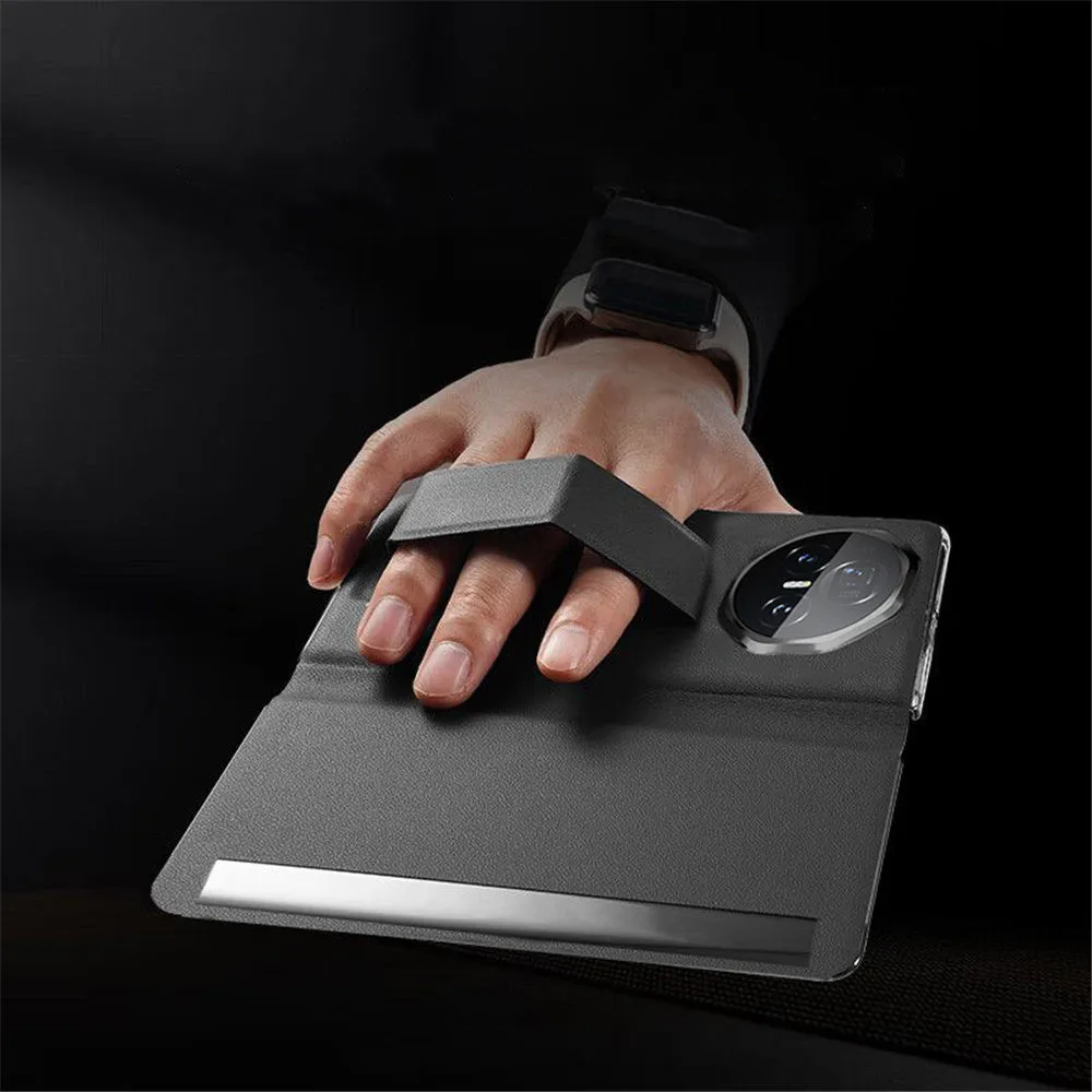 Магнитный чехол премиум-класса из воловьей кожи для Honor Magic V3, броневик с видом на окно