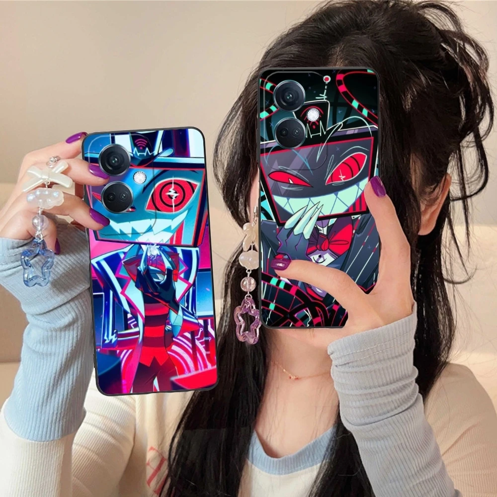 Cool H-Hazbin Vox Mobile Cell Phone Case for OPPO Find X5 X3 X2 A93 Reno 8 7 Pro A74 A72 A53 Black Soft Phone Cover Shell