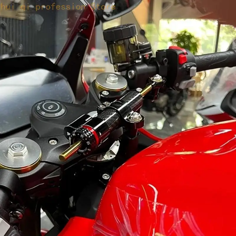 Kurze Motorrad-Lenkungsdämpferbaugruppe, 9,92 Zoll verstellbarer Körper mit Ösenenden und Klemme für einstellbaren Widerstand – Detail 9