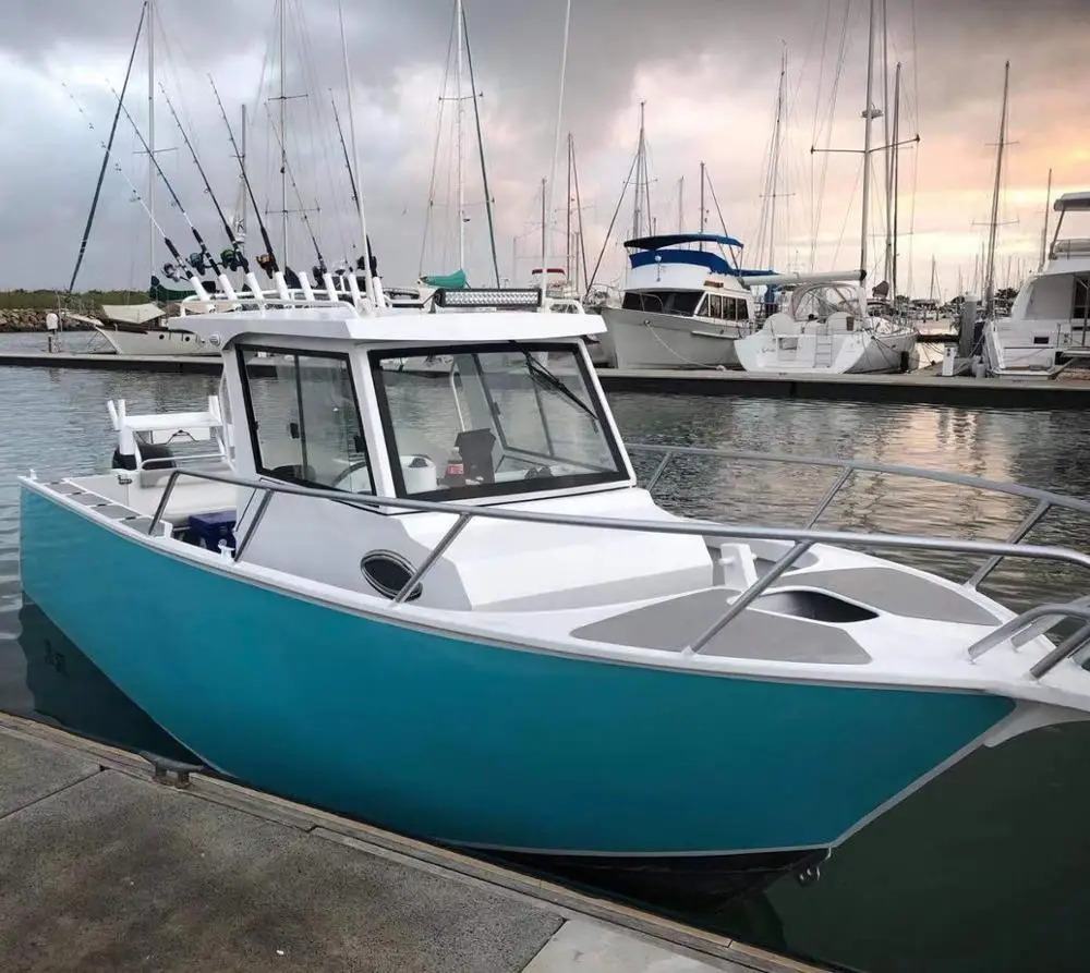

23ft 6.85m Aluminum Fishing Boat With Center Cabin Color Turquoise