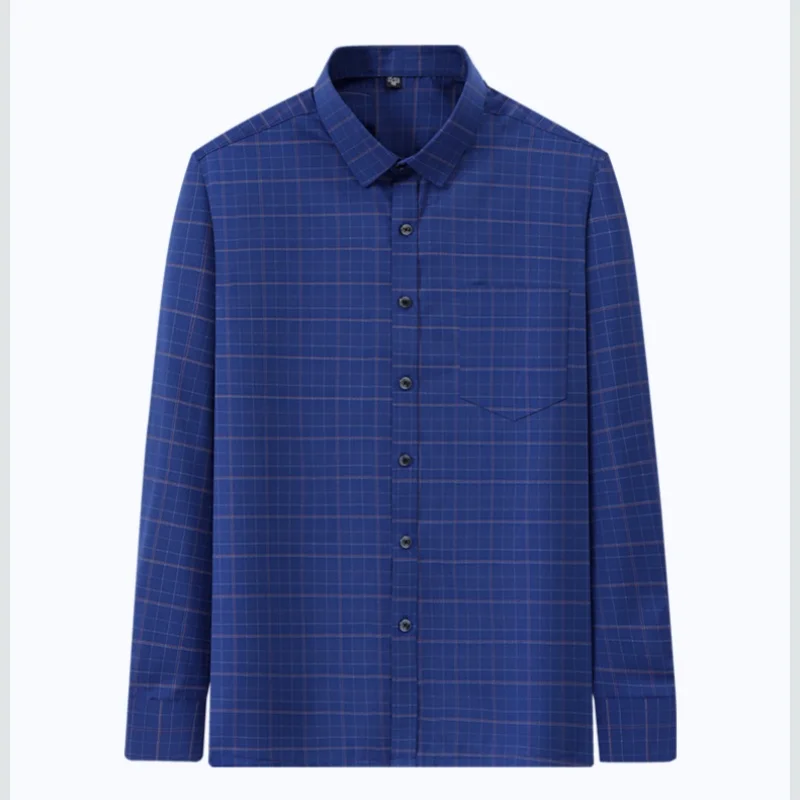 2025 الرجال منقوشة قميص طويل الأكمام الأعمال عادية مكتب العمل الراحة صالح الكلاسيكية منقوشة قمصان ربيع الخريف حجم كبير S-7XL #4