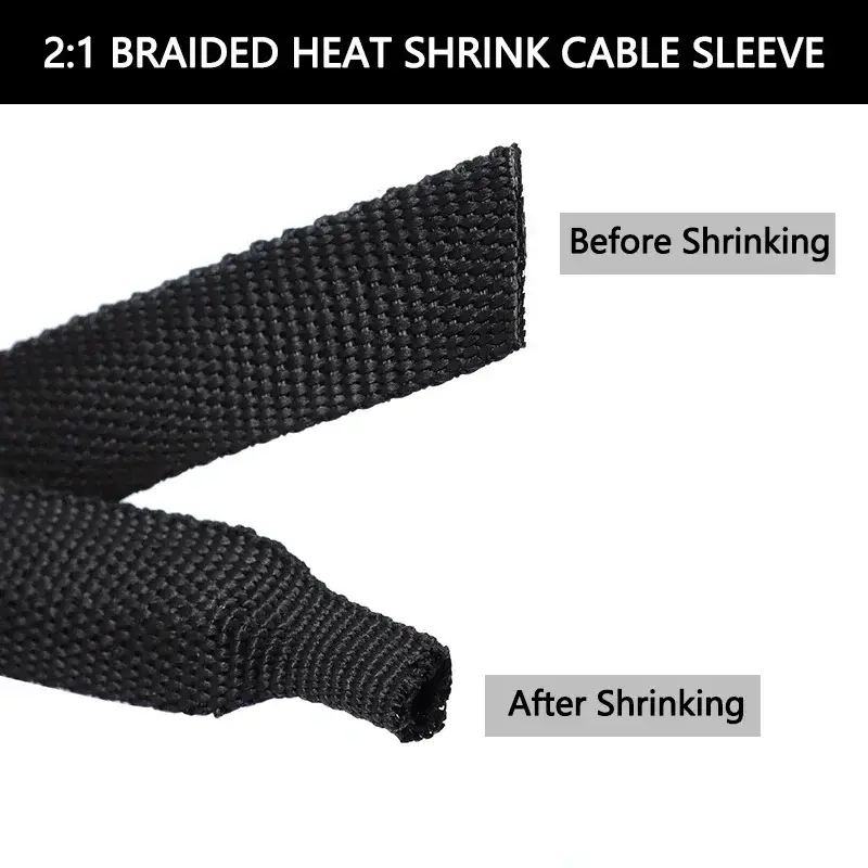 1~50m Braided Cable Sleeve PET Heat Shrink Tube Insulation Flam Retardant Shrinkable Wire Wrap Sheath Protection Cable Organizer - Image 2