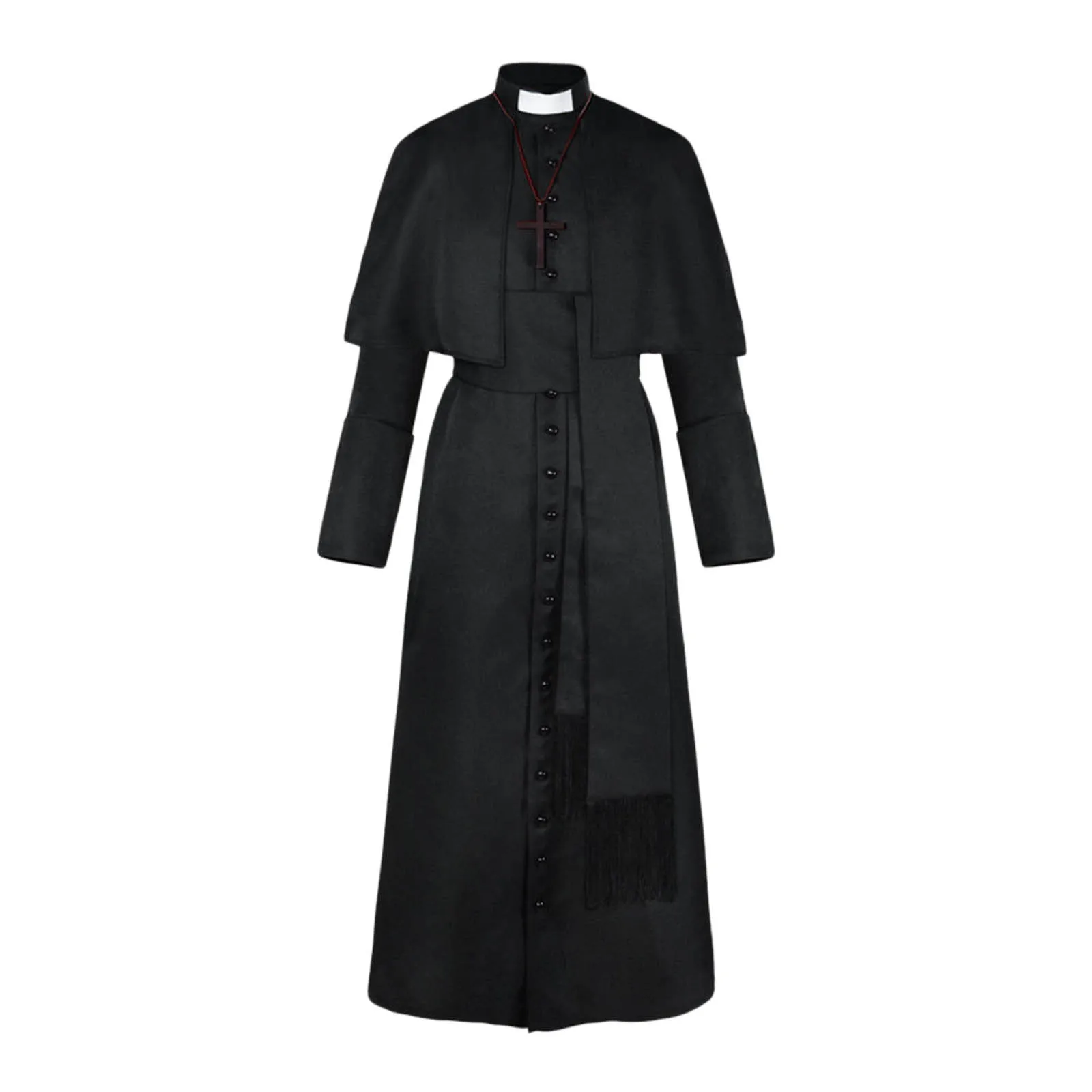 Medieval Vintage Priest Uniform Robe Halloween Men Pope Pastor Cloak Cape Cosplay Costume Renaissance Monk Robe Clergy Sets