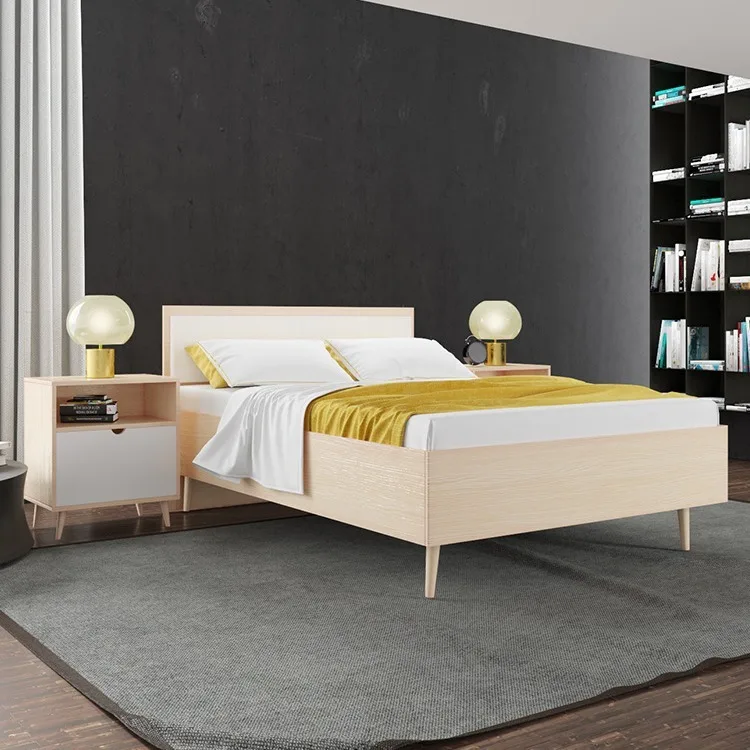 

# Double Bed Set For Hotels Chain & Homestay Modern Style Bed For Bedroom Youth Apartment Furniture