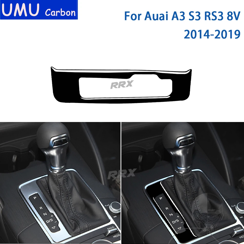 

For Audi A3 S3 RS3 8V 2014 2015 2016 2017 2018 2019 Accessories Car Interior Gear Display Frame Trim Sticker Black Plastic