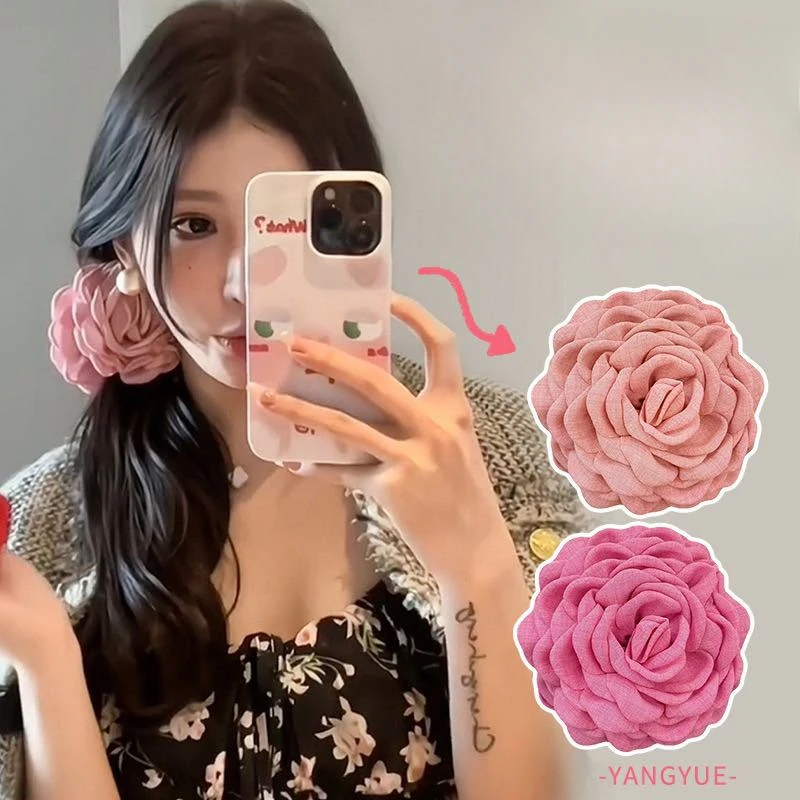 Fashionable Dried Rose Hair Clip Women's Flower Grasping Clips Shark Clips Versatile Casual Headwear Girl Hair Accessoires