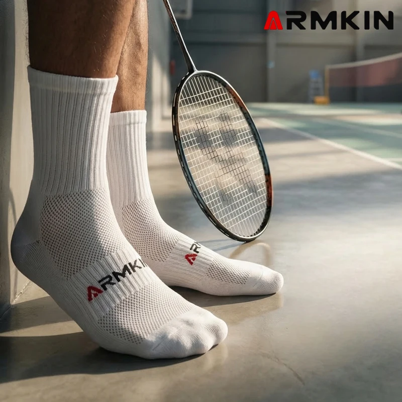 5 Paar ARMKIN Sommer-Socken aus atmungsaktivem Mesh-Baumwoll-Mesh für Herren und Damen, mittellange Sportsocken zum Laufen, Radfahren, Badminton, Outdoor, Größe 36–44