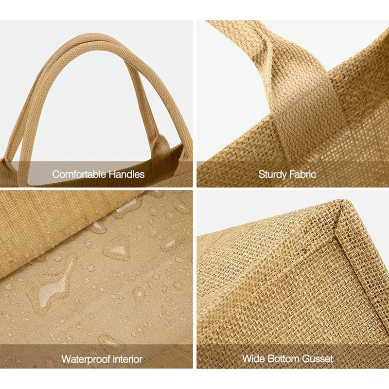 Tas belanja katun dapat dipakai ulang, tas Tote pengiring pengantin, tas Interior berlaminasi dengan pegangan