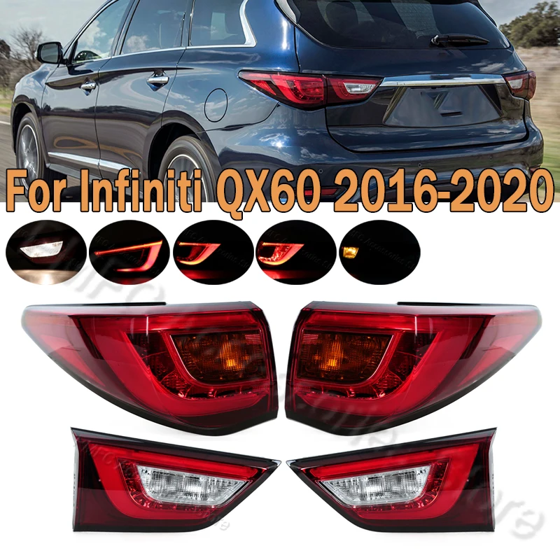 LED Car Tail Light Rear Turn Signal Lamp Brake Taillamp Assembly For Infiniti QX60 2016-2018 2019 2020 26545-9NC0A 26555-9NC0A