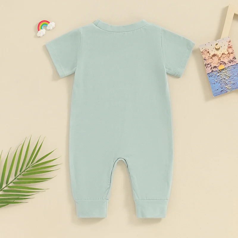 

Baby Girls Boys Romper Solid Color Pocket Short Sleeve Crew Neck Jumpsuits Summer Casual Clothes Infant Bodysuits