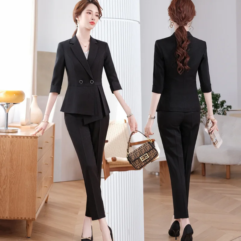 

Business Suit Women's Summer Thin High-End Workwear Elegant Host Formal Wear Beauty Salon Workwear Suit