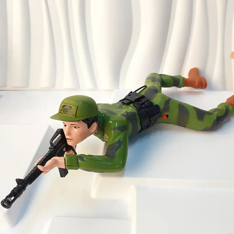 Electric Crawling Soldier Toy para crianças, legal e interessante, Movable Joint, Action Figure Model, luz de som realista