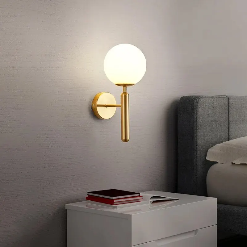 Nordic Modern Wall Lamp Sconce Beside Bedroom Bathroom Mirror Stair Light Ball Luminaira Indoor Lighting with E27 Base