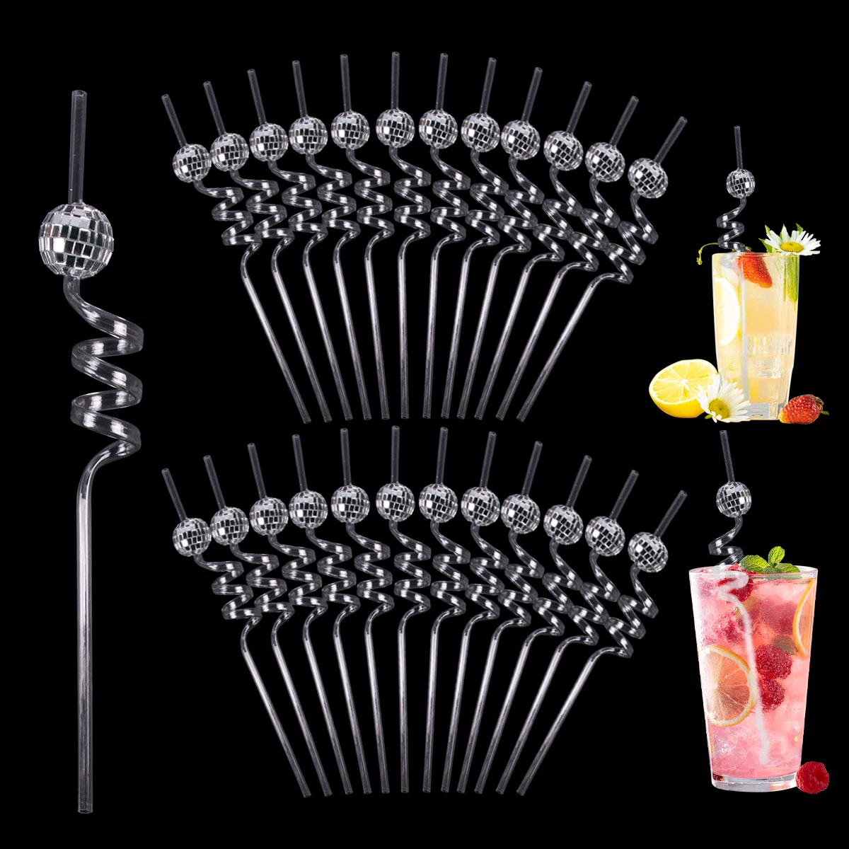 5/3/1pcs Disco Ball Drink straws Reusable Mini Disco Ball Straw Decor Birthday Bachelorette Bridal shower wedding Party Supplies