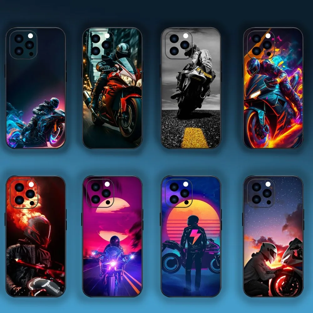 Cool M-Motorcycle Phone Case For iPhone Mini 11 12 13 Plus Pro Max 14 15 XR XS Black Shell