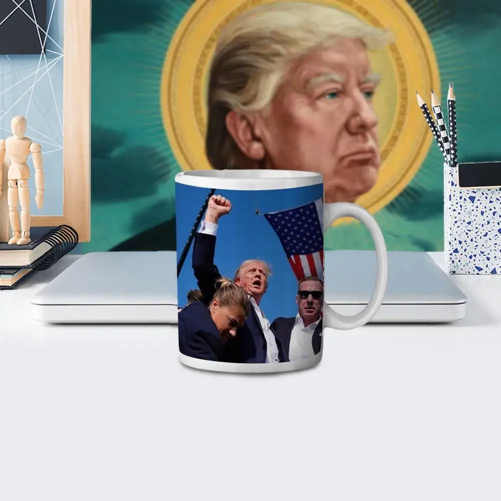 

Collectible Trump Mug Trump Ceramic Coffee Cup Set Strong Fist Pump Shot Survivor Double-sided Design Gift for Home for Trump