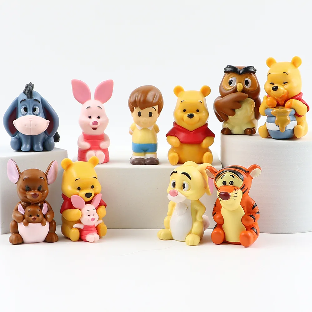 10Pcs/Set Anime Cartoon Winnie The Pooh Action Figure Toy Pooh Bear Tigger Eeyore Piglet Action Figure Doll Toys Christmas Gift