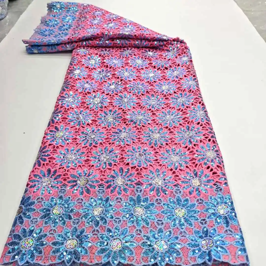 أحدث النيجيري للذوبان في الماء الدانتيل الترتر النسيج 2025 جودة عالية أنيقة الحبل الأفريقي جبر أقمشة الدانتيل لفستان الزفاف