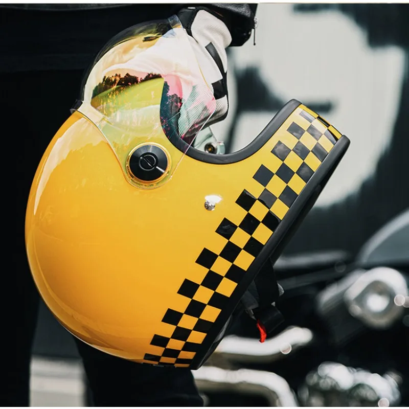 AMZ Retro Motorcycle Helmet Riding Equipment motorbike Off-road Moto Helmet for All Seasons Men and Women With bubble goggles