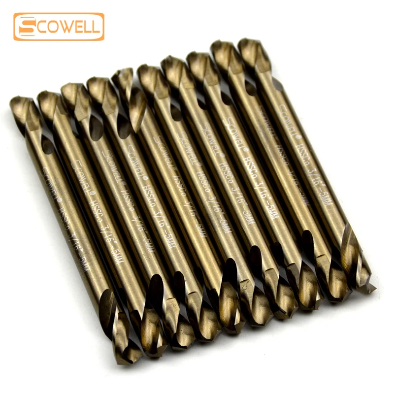 10 Packing HSS M35 Cobalt Double Heads Jobber Drilling Bit DIY Tools Spiral Double Ended Twist Drills Imperial 3mm,3.2mm,4mm,5mm