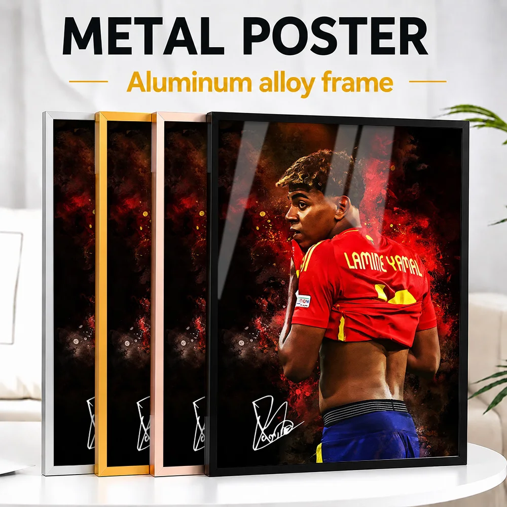 Lamine Yamal Framed Metal Poster Personalized Photo Inspirational Hero Style Wall Art For Sports Bar Thoughtful Supporter Gift