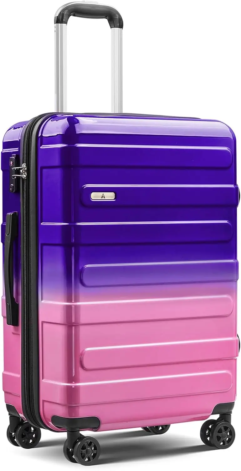 

24-дюймовый легкий чемодан-спиннер из PC+ABS с расширяемым отделением для хранения и замком TSA