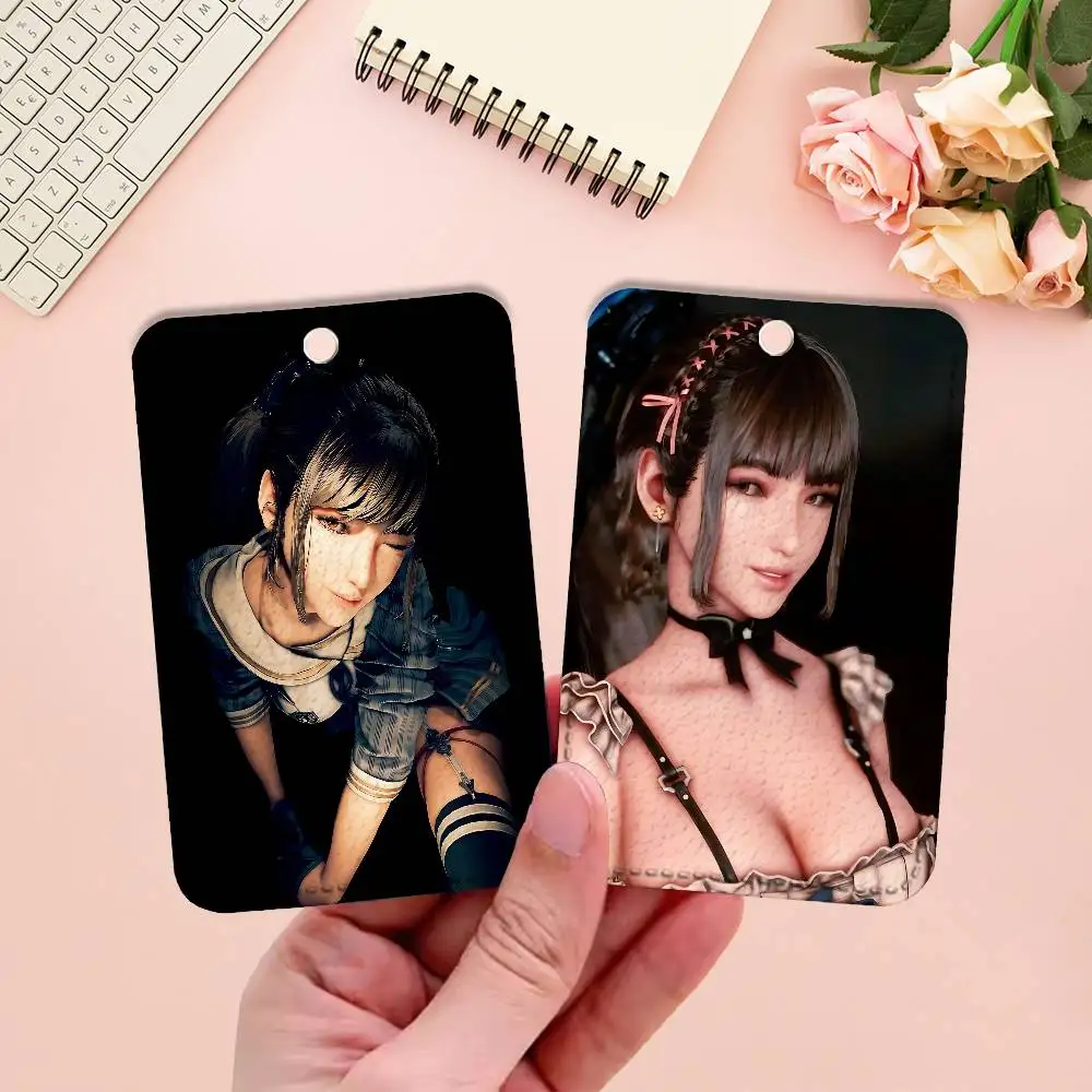 Game S-Stellar B-Blade Eve Key Tag Ring Leather Card Holder Key Ring Rectangle Access Card Holder